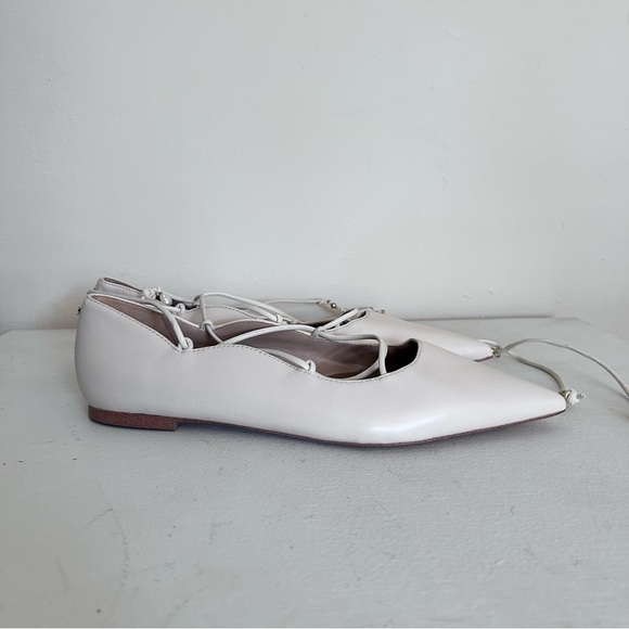 NEW SAM EDELMAN Winslet Ankle Tie Flats in Ivory 8.5 - Picture 5 of 8